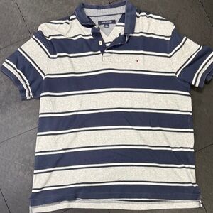 Tommy Hilfiger Men's Polo in Navy and Gray Stripes Men’s Large